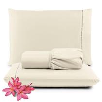 Jogo Cama Lençol Unique King 400 Fios Ponto Palito 3 Peças - Palha Jogo Cama Lençol Unique King 400 Fios Ponto Palito 3 Peças - Palha