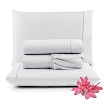 Jogo Cama Lençol Unique King 400 Fios Ponto Palito 4 Peças - Branco Jogo Cama Lençol Unique King 400 Fios Ponto Palito 4 Peças - Branco