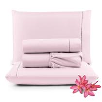 Jogo Cama Lençol Unique King 400 Fios Ponto Palito 4 Peças - Rosa Jogo Cama Lençol Unique King 400 Fios Ponto Palito 4 Peças - Rosa