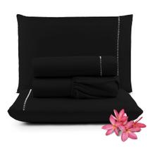 Jogo Cama Lençol Unique Queen 400 Fios Ponto Palito 4 Peças - Preto Jogo Cama Lençol Unique Queen 400 Fios Ponto Palito 4 Peças - Preto