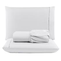 Jogo Cama Lençol Unique Queen Micro Percal 400 Fios Ponto Palito 3 Peças - Branco