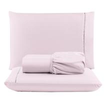 Jogo Cama Lençol Unique Queen Micro Percal 400 Fios Ponto Palito 3 Peças - Rosa