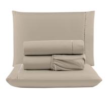 Jogo Cama Lençol Unique Queen Micro Percal 400 Fios Ponto Palito 4 Peças - Avelã Jogo Cama Lençol Unique Queen Micro Percal 400 Fios Ponto Palito 4 Peças - Avelã