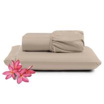 Jogo Cama Lençol Unique Solteiro 400 Fios Ponto Palito 2 Peças - Avelã