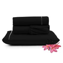 Jogo Cama Lençol Unique Solteiro 400 Fios Ponto Palito 3 Peças - Preto