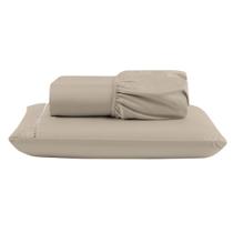 Jogo Cama Lençol Unique Solteiro Micro Percal 400 Fios Ponto Palito 2 Peças - Avelã