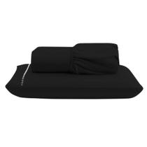 Jogo Cama Lençol Unique Solteiro Micro Percal 400 Fios Ponto Palito 2 Peças - Preto