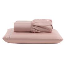 Jogo Cama Lençol Unique Solteiro Micro Percal 400 Fios Ponto Palito 2 Peças - Rosê