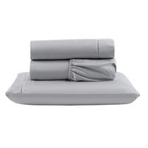 Jogo Cama Lençol Unique Solteiro Micro Percal 400 Fios Ponto Palito 3 Peças - Cinza