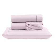 Jogo Cama Lençol Unique Solteiro Micro Percal 400 Fios Ponto Palito 3 Peças - Rosa