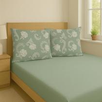 Jogo Cama Malha 100% Algodão Lençol Fronhas Queen Soft Renda