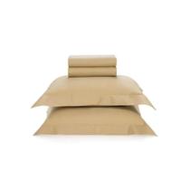 Jogo Cama Queen 300 Fios Cetim Bossa 100% Algodão Dourado