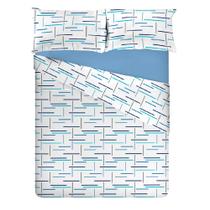 Jogo Cama Queen 4Pc Alg.150F Azul 7809 Estamparia Jogo Cama Queen 4Pc Alg.150F Azul 7809 Estamparia