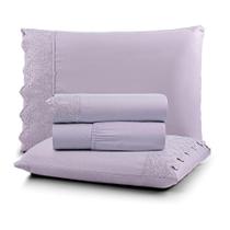 Jogo Cama Queen Cherry Bordado Inglês 4pç 100% Poliéster - Lilas Jogo Cama Queen Cherry Bordado Inglês 4pç 100% Poliéster - Lilas