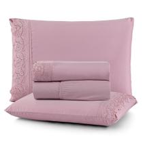 Jogo Cama Queen Cherry Bordado Inglês 4pç 100% Poliéster - Malva Jogo Cama Queen Cherry Bordado Inglês 4pç 100% Poliéster - Malva