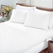 Jogo Cama Queen Premium Plus 4 peças Branco 100% algodão - Estamparia Jogo Cama Queen Premium Plus 4 peças Branco 100% algodão - Estamparia