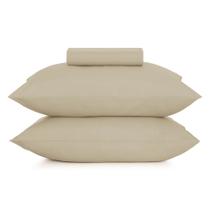 Jogo Cama Simples Altenburg 3pc Liso Toque Acetinado Bege Tan