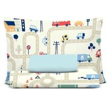 Jogo Cama Solteirao Malha Soft Auto Pista Azul