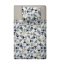 Jogo Cama Solteiro 3Pc Algodão 150 Fios Geo Azul Estamparia