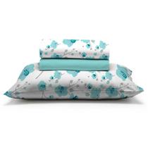Jogo Cama Solteiro 3Pc Algodão 150Fios Verde 7730 Estamparia