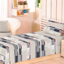 Jogo Cama Solteiro 3Pçs Algodão Percal 150 Fios Premium 7540