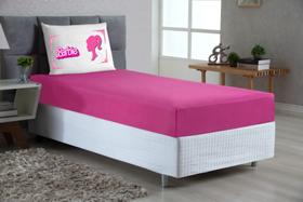 Jogo cama solteiro box hipercal 02 peças barbie pink branco