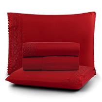 Jogo Cama Solteiro Cherry Bordado Inglês 3pç 100% Poliéster - Carmin Jogo Cama Solteiro Cherry Bordado Inglês 3pç 100% Poliéster - Carmin
