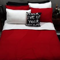 Jogo Cama Solteiro King 9 Peças Tricolor Cobertor Vermelho
