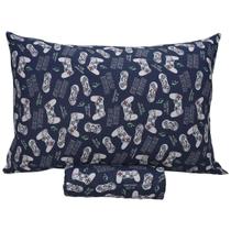 Jogo Cama Solteiro Portallar Malha Misto Estampado Game Blue