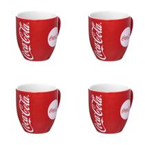 Jogo Caneca Coca Cola 300ml Em Porcelana Café Chá Cozinha Verm