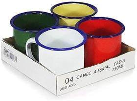 Jogo Caneca Esmaltada 90ml Color Premium 4 Peças - Fratelli