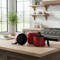 Jogo Caneca Fervedor Leiteira Antiaderente 3 Peças