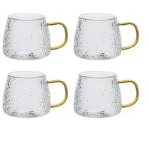 Jogo Caneca Xícara Jarra 420ml Transparente Alça Colorida Criativa Xícara Copo Café Chá Suco