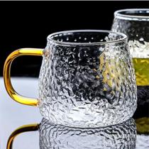 Jogo Caneca Xícara Jarra 420ml Transparente Alça Colorida Criativa Xícara Copo Café Chá Suco