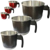 Jogo Canecão 3 pçs Leiteira Alumínio Caneco Fervedor Kit Canecão Colorido Nº 12, 14, 16