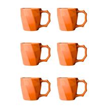 Jogo Canecas Cerâmica Xícara Café Leite Kit 6 Unid Laranja Jogo Canecas Cerâmica Xícara Café Leite Kit 6 Unid Laranja