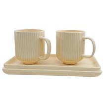Jogo Canecas E Travessas Em Cerâmica Tuut Bege 4 Peças