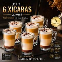 Jogo Canecas Xícaras Em Vidro 230ml Kit Canecas Para Chá Café Capuccino