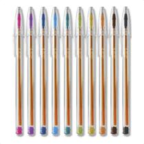 Jogo Canetas Bic Cristal Fina Fashion 10 Cores Transparente Colorida