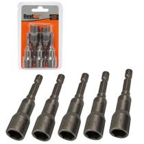 Jogo canhao / soquete magnetico com 5 pecas 7/16'' na cartela - Bestfer