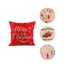 Jogo Capa Almofada Natalina Vermelha/Bege 4 modelos 45X45CM