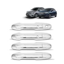 Jogo Capa Aplique Maçaneta Tuning City Sedan 2023 City Hatch 2023 Com 1 Furo e 2 Keyless Cromado Espelhado