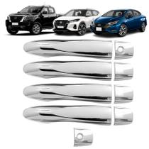 Jogo Capa Aplique Maçaneta Tuning Frontier e Versa 2023 2024 Kicks 2016 2017 2018 2019 2020 2021 2022 2023 2024 S/Keyless Cromado Espelhado