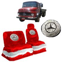 Jogo Capa Banco Chinil Com Logo Mercedes Benz 1113 Vermelho