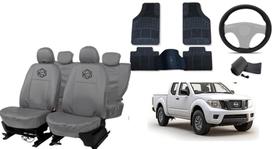 Jogo capa couro cinza Frontier 2008-2016 + combo tapete e volante Jogo capa couro cinza Frontier 2008-2016 + combo tapete e volante