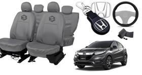 Jogo capa couro cinza HR-V 17-24 + volante confortável Jogo capa couro cinza HR-V 17-24 + volante confortável
