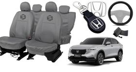 Jogo capa couro cinza HR-V 20-24 + chaveiro exclusivo