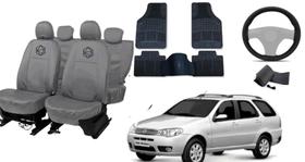 Jogo capa couro cinza + tapete e volante Weekend 04-08