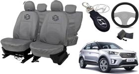 Jogo capa couro Creta 14-21 cinza + chaveiro brinde Jogo capa couro Creta 14-21 cinza + chaveiro brinde