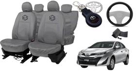 Jogo capa couro p/ Yaris + capa volante cinza + chaveiro Jogo capa couro p/ Yaris + capa volante cinza + chaveiro